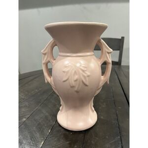 Vintage McCoy Pottery Double Handle Salmon Pink Vase 9" Urn MCM